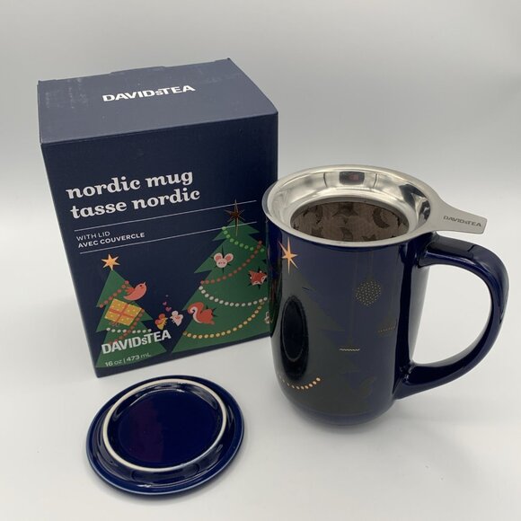 Davids Tea Color Changing Nordic Mug Christmas Tree Navy W/Infuser - Picture 7 of 16